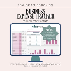 Real Estate Expense Tracker Google Sheets Spreadsheet | Track by Category, Year, Month, Quarter, Listing...
