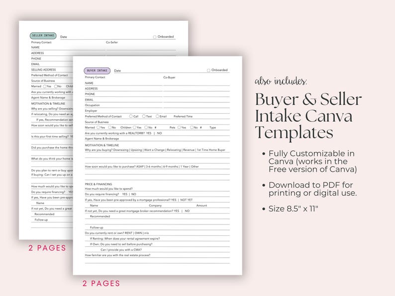 Buyer and Seller Intake Questionnaire, Real Estate Google Form Plus Canva Template, Agent Marketing Client Onboarding image 6