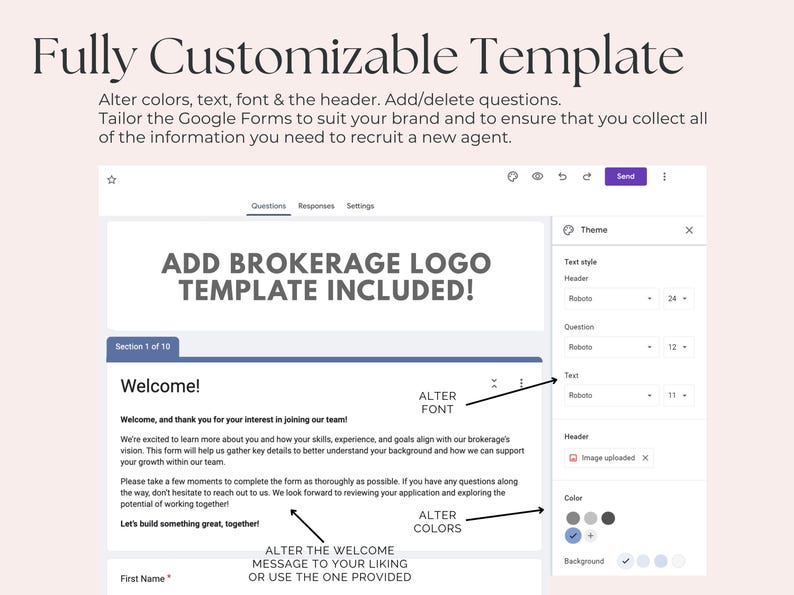 Real Estate Agent Recruitment Intake Form Google Form & Canva Template