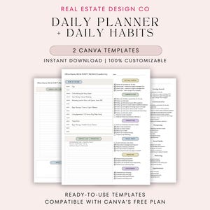 Real Estate Template, Daily Planner, Real Estate Agent Canva Template, Track Daily Tasks, Prospecting, Communication, Marketing, Daily Tasks
