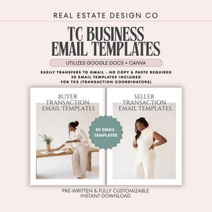 Real Estate Transaction Coordinator Email Templates: Google Docs & Canva Headers (Digital Download)