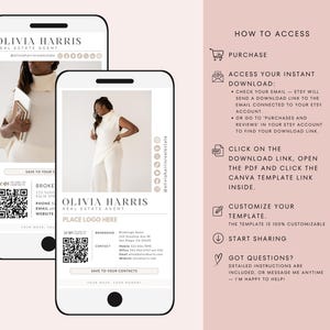 Mall för digitala visitkort för fastigheter i Canva med QR-kod och klickbara länkar bild 8
