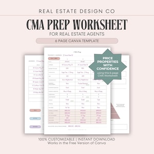 Canva-sjabloon voor CMA-voorbereiding voor makelaar: listingprijzen, marktwaarde (bewerkbaar, digitale download)