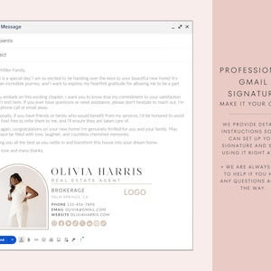 Real Estate Agent Email Signature Canva Template, Gmail, Professional image 2