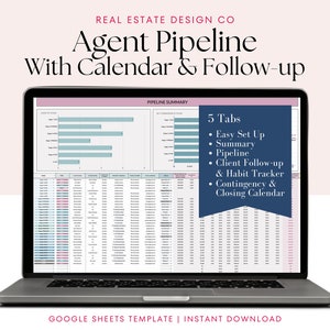 Buyer & Seller Real Estate Pipeline Google Sheets Template Business Tracker Client Tracker Leads Tracker Realtor Tools Follow-up, Calendar