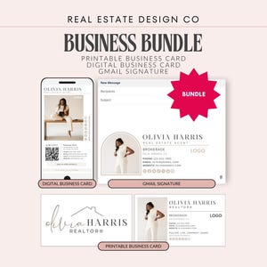 Real Estate Agent Branding Bundle: Digital Business Card, Printable Card, Email Signature (Canva Templates)