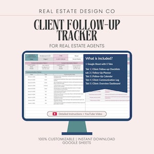Real Estate Agent Follow-Up Tracker: Client Management Google Sheets (Digital Download)