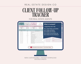 Real Estate Agent Follow-Up Tracker: Client Management Google Sheets (Digital Download)