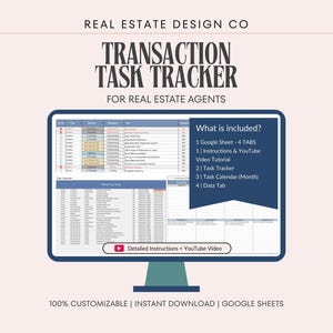 Real Estate Transaction Task Tracker: Lead to Sold Google Sheets Template (Digital Download)