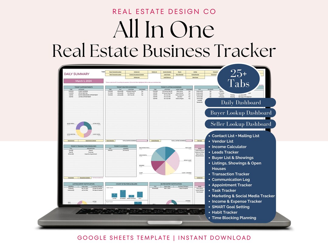 Allinone Real Estate Business Tracker, Google Sheets Spreadsheet