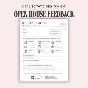 Real Estate Open House Feedback Form: Canva Template (Printable, Editable, Digital Download)