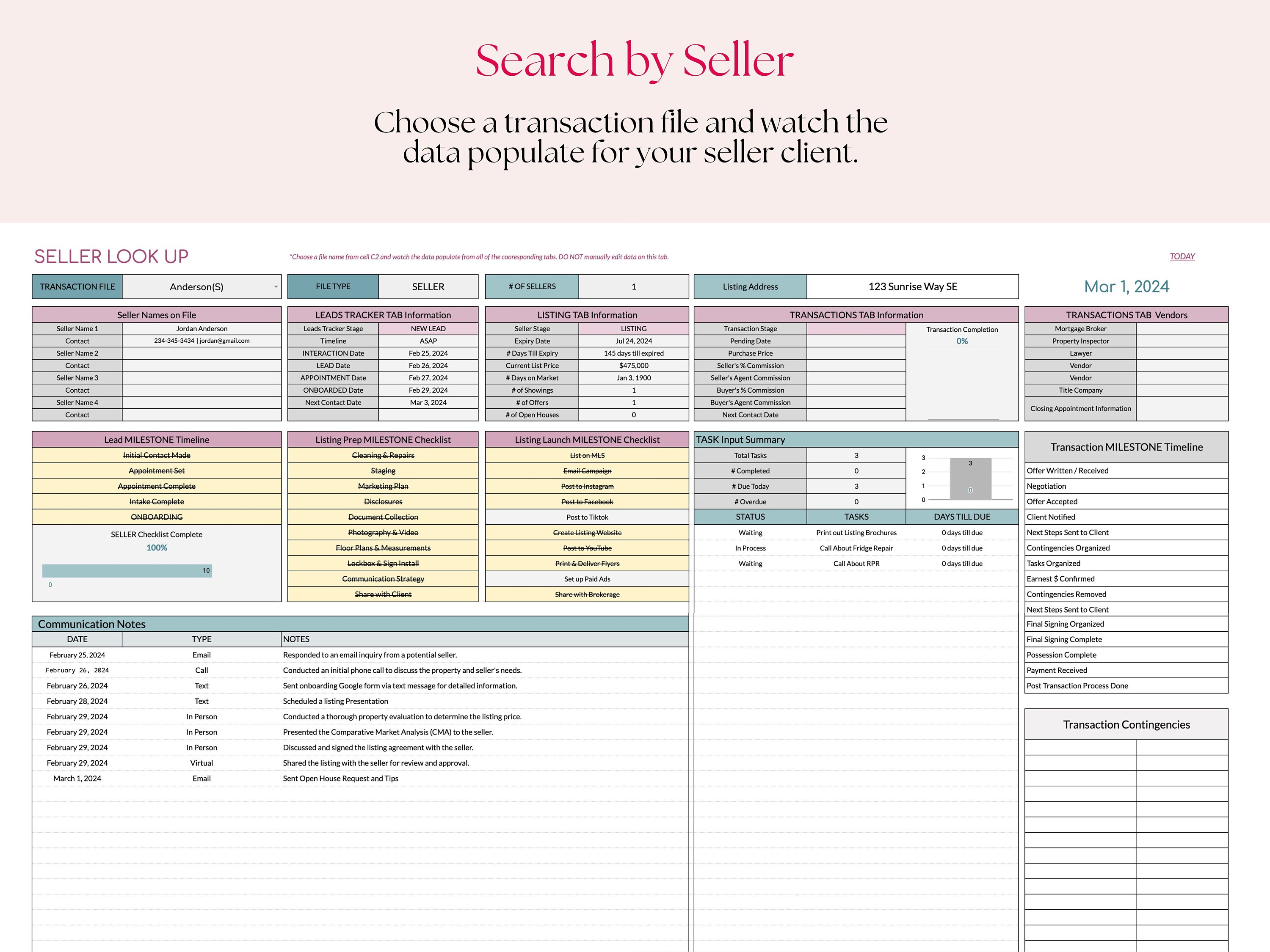 Allinone Real Estate Business Tracker, Google Sheets Spreadsheet