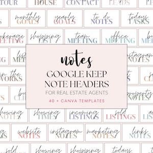 Google Keep Note Headers Real Estate Canva Templates, Tools to Organize Your Real Estate Business Tasks Checklist Organize Tools, To-Do List