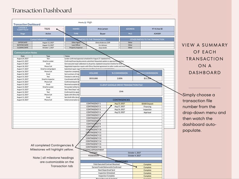 Real Estate CRM All-In-One | Google Sheets, Client List, Leads Tracker, Follow-up System, Buyer & Seller Onboarding, Transactions image 15