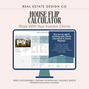 Real Estate House Flipping Calculator, Investment Property Search, Share with your clients, Google Sheets