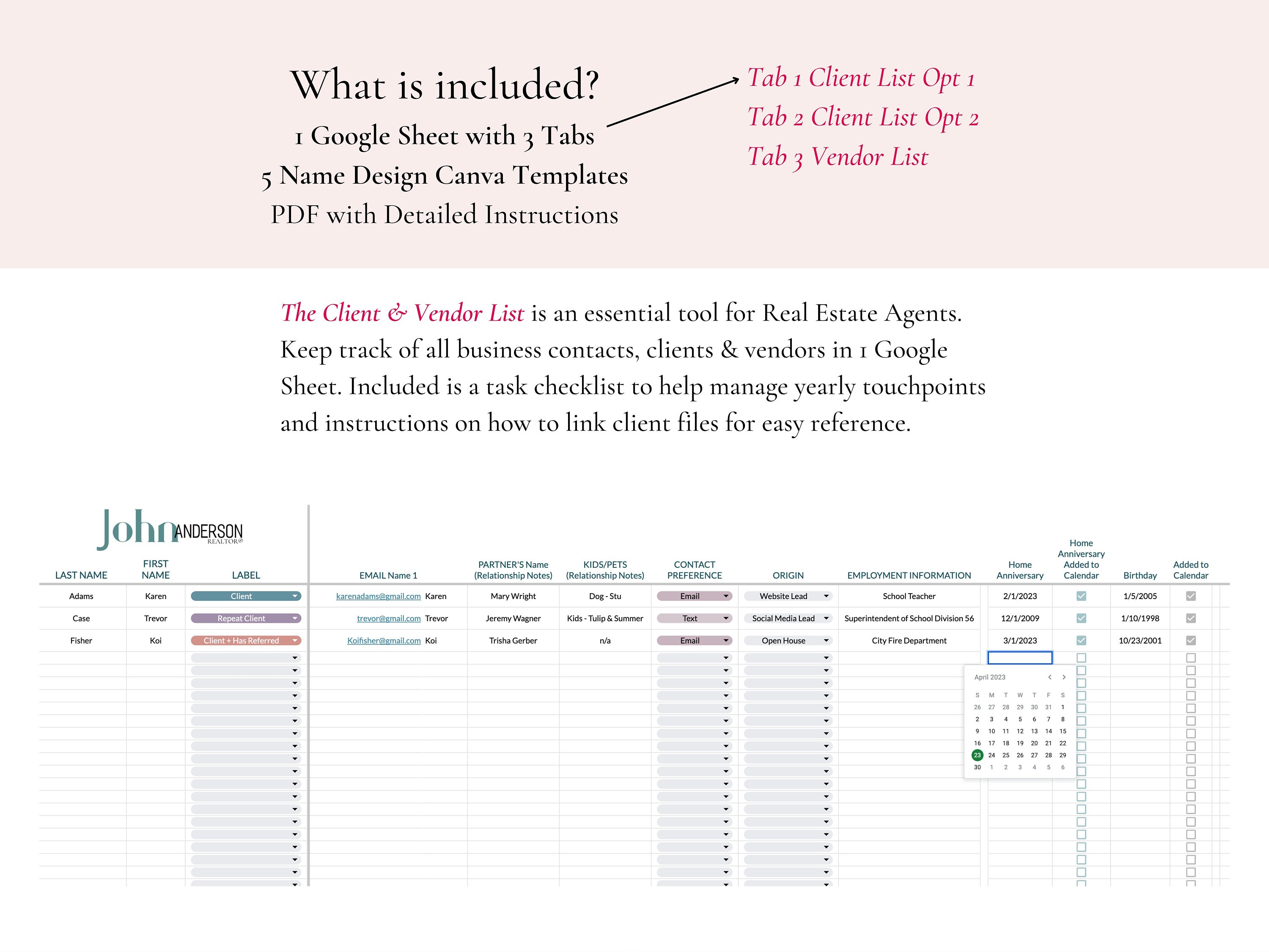 Real Estate Client List Contact List Vendor List Task Etsy Real Estate Client List Contact List Vendor List Task Etsy