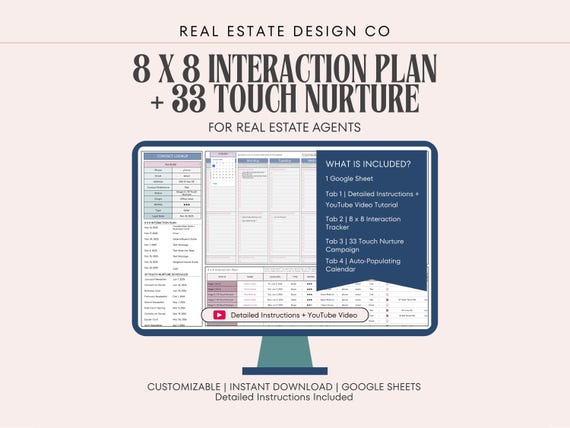 Real Estate CRM | Lead Tracker, Marketing Planner, Client Nurture Campaign, Google Sheets