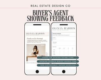Real Estate Showing Feedback Google Form & Thank You for Showing Text Template, Listing (Canva)