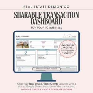 Real Estate Transaction Coordinator Client Dashboard | Sharable Google Sheets Template for Agent & TC Communication image 1
