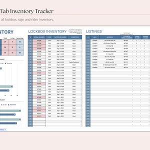Real Estate Agent Lockbox, Sign & Rider Inventory Tracker, Google Sheets Template, Business Tools image 2