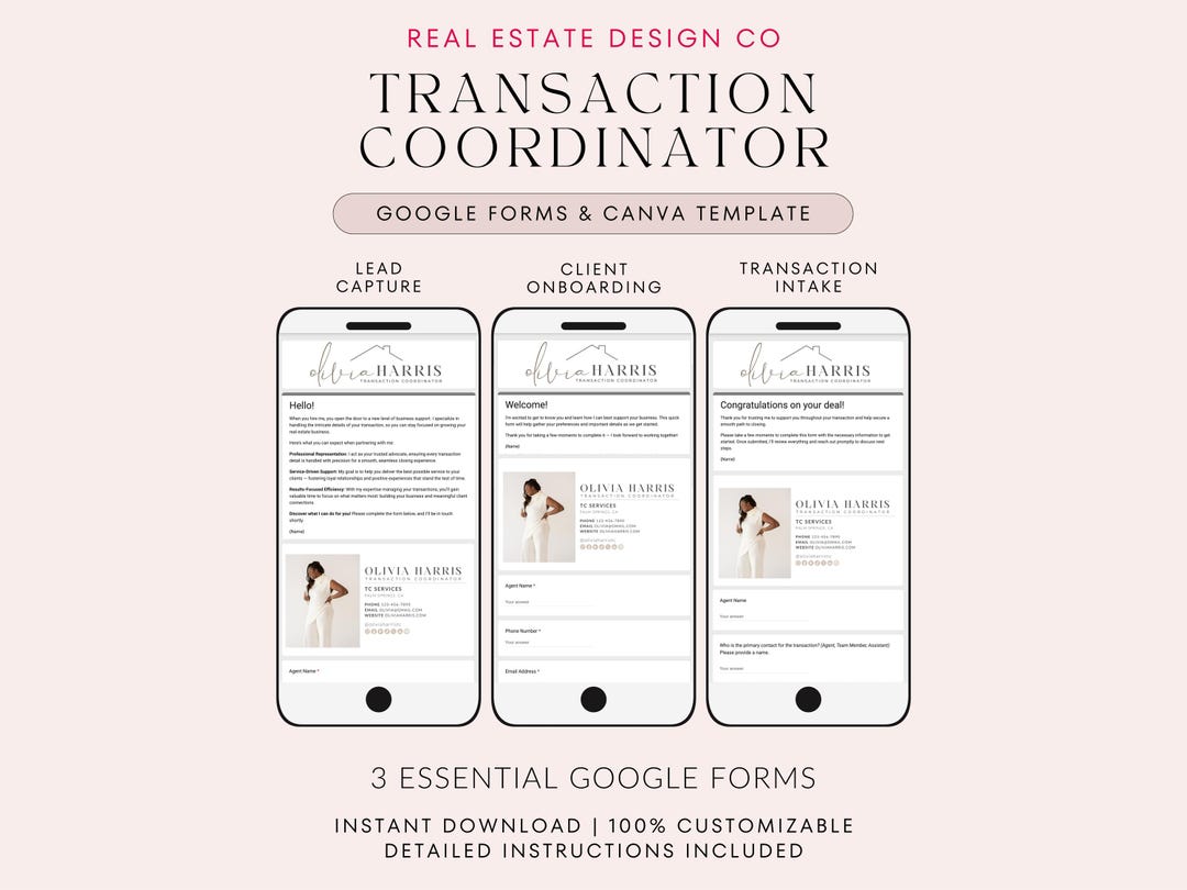 Transaction Coordinator Google Forms Templates, Client Inquiry, Real ...