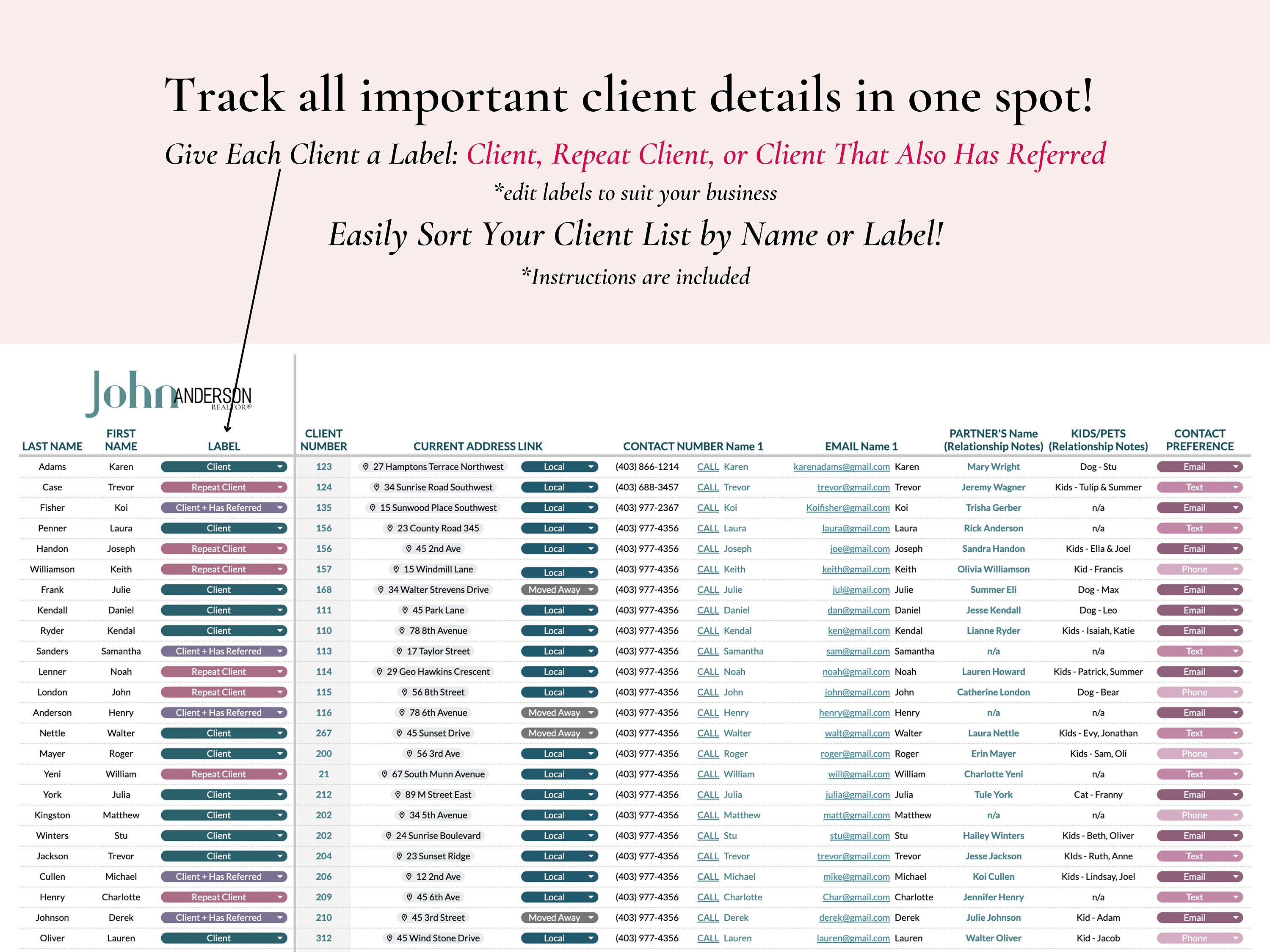 Real Estate Client List Contact List Vendor List Task Checklist Business Tracker Spreadsheet Real Estate Client List Contact List Vendor List Task Checklist Business Tracker Spreadsheet