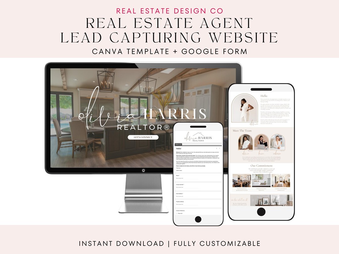 Real Estate Agent Lead Capture Website, Canva Website Template, Google ...
