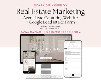 Real Estate Agent Lead Capture Website, Canva Website Template, Google Forms Intake, Buyer and Seller Intake, Lead Intake, Selling Homes