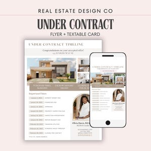 Real Estate Under Contract Timeline Templates: Flyer & Text Message (Canva Editable, Digital Download)