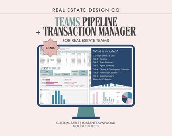 Real Estate Team Pipeline Google Sheets Template Transactions Tracker Client Tracker Leads Tracker
