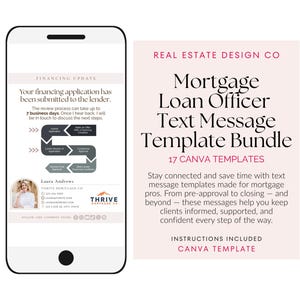 Text Message Template Bundle for Mortgage Professionals, Loan Officers, Mortgage Brokers, Client Communication Financing Canva Templates