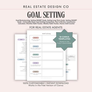 Real Estate Goal Setting, Year in Review, Canva Templates, Business Planning, Checklists, SMART Goals
