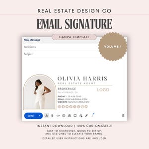 Real Estate Agent Email Signature Canva Template, Gmail, Professional