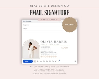 Szablon podpisu e-mail agenta nieruchomości Canva, Gmail, profesjonalny