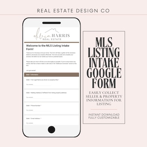 Formulaire d'admission pour l'annonce immobilière MLS : modèle Google Forms, questionnaire pour l'annonce (téléchargement numérique)