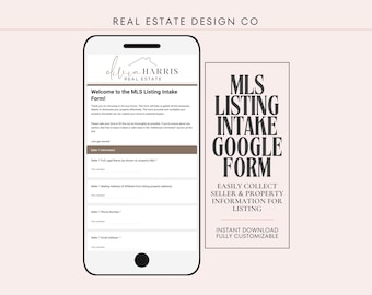 Real Estate MLS Listing Intake Form: Google Forms Template, Listing Questionnaire (Digital Download)