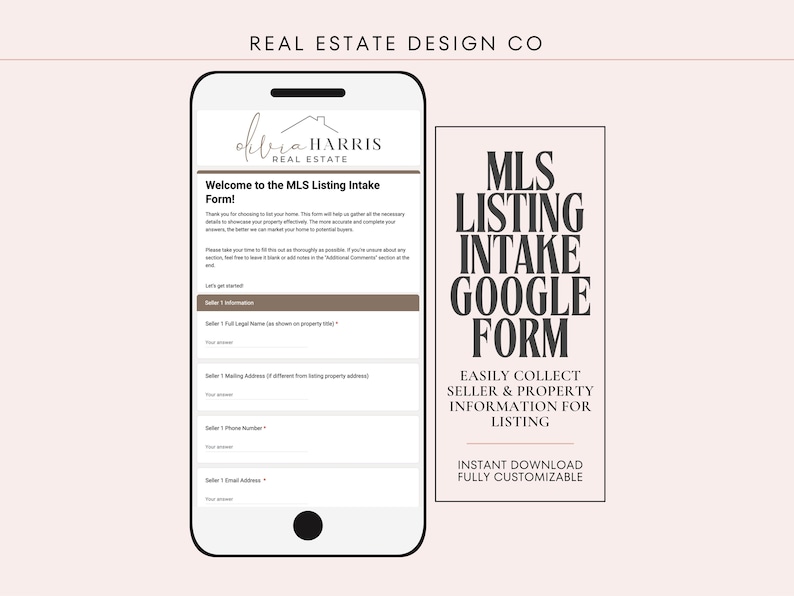 Real Estate MLS Listing Intake Form: Google Forms Template, Listing Questionnaire (Digital Download) image 1