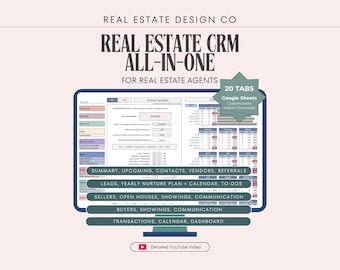 -Immobilien-CRM All-In-One | Google Sheets, Kundenliste,Leads Tracker, Follow-up-System, Käufer- und Verkäufer-Onboarding, Transaktionsverfolgung...