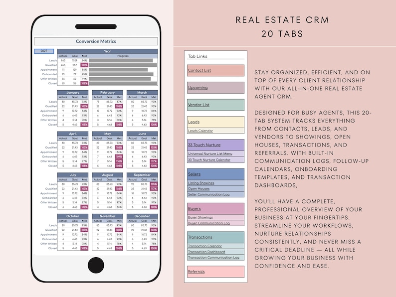 Real Estate CRM All-In-One | Google Sheets, Client List, Leads Tracker, Follow-up System, Buyer & Seller Onboarding, Transactions image 2