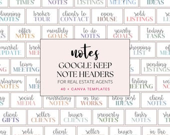 Real Estate Google Keep Note Headers, Canva Templates (Digital Download)