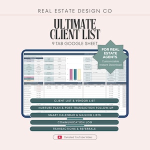 Real Estate Client List & Nurture Plan | Google Sheets Client Management | Follow-Up Tracker | Instant Download
