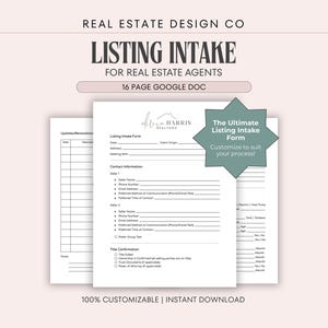 Real Estate Listing Intake Form: Editable Google Doc Checklist (14-Page), Print or Use Digitally