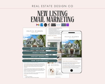 Real Estate New Listing Email Marketing Canva Template | Open House | Email Platform Integrations