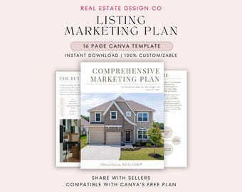 Real Estate Marketing Plan Canva Template Win Listings Home Seller Listing Marketing Plan Listing Presentation Seller Guide Staging CMA