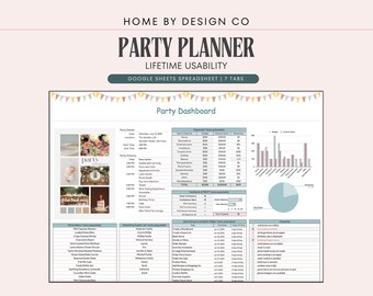 Party Planner: Google Sheets & Canva Moodboard, Expenses, Invitations, Menu, Tasks, Grocery List
