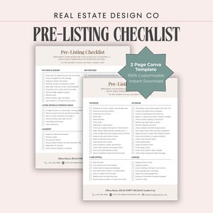 Real Estate Agent Pre-Listing Checklist: Home Seller Prep Canva Template, Listing Resource, Staging