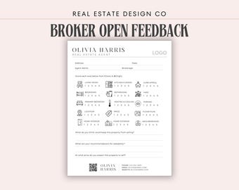 Real Estate Broker Open House Feedback Form: Canva Template (Printable, Editable, Digital Download)