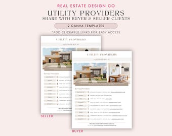 Real Estate Buyer and Seller Utility Providers Checklist, Set Up Services, Move Out Transfer or Cancel Utility Services Flyer Canva Template