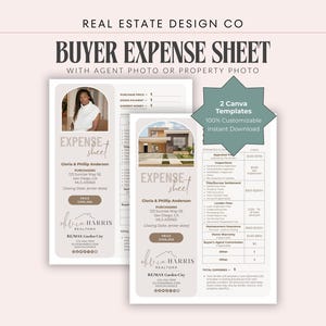Real Estate Buyer Expense Sheet: Closing Costs, Editable Canva Template (Digital Download)