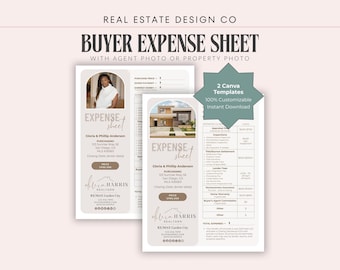 Real Estate Buyer Expense Sheet: Closing Costs, Editable Canva Template (Digital Download)